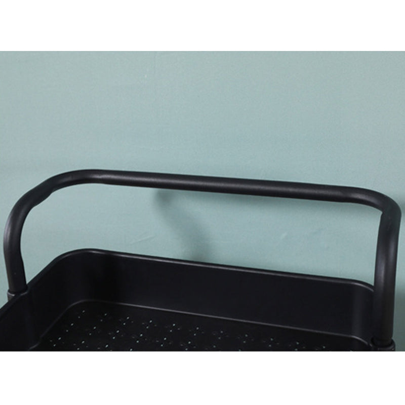 2X 3 Tier Steel Kitchen Cart Pvc Trays 42cm X 29cm X 87cm Black Locking Wheels