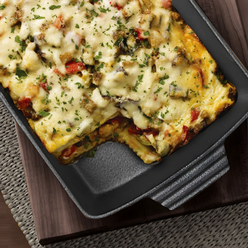 2X 38cm Cast Iron Baking Dish Lasagna Roasting Pan With Handles Nonstick