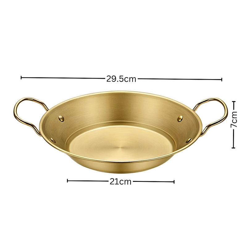 21cm Stainless Steel Dry Pot Gold Finish Kitchen Essential Even Heat Handle