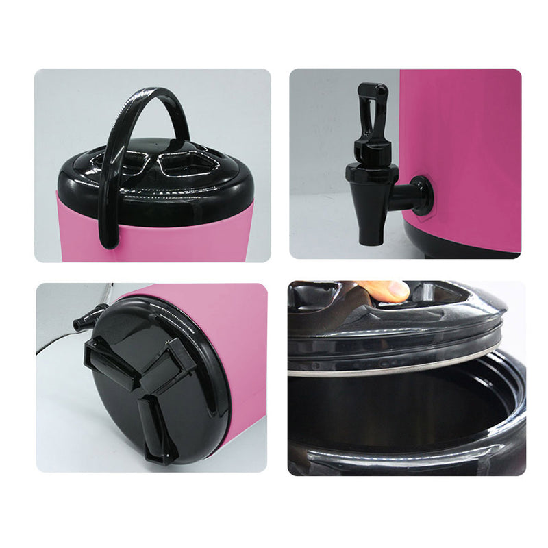 8X 12L Stainless Steel Insulated Milk Tea Dispenser With Faucet Pink