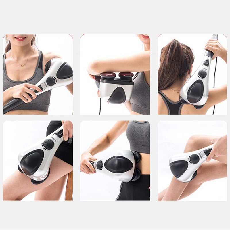 2X Deluxe Handheld Percussion Body Massager Soothing Heat 2 Attachment Sets