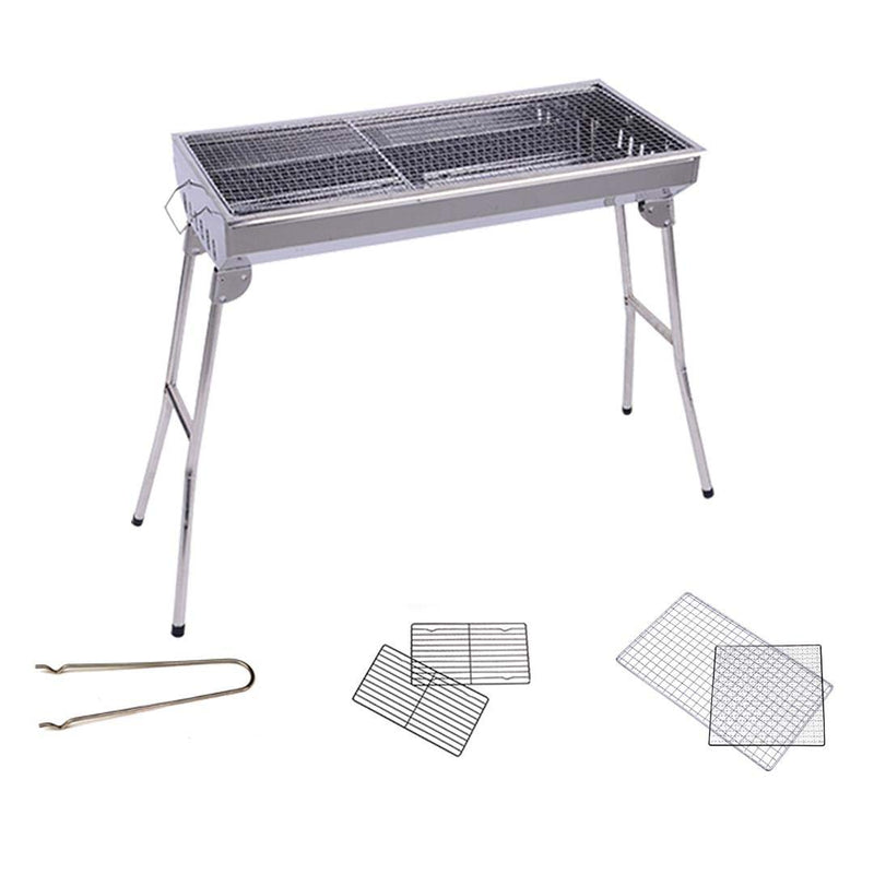 Portable Stainless Steel Charcoal Grill 6-8 Persons Outdoor BBQ Heat Resistant