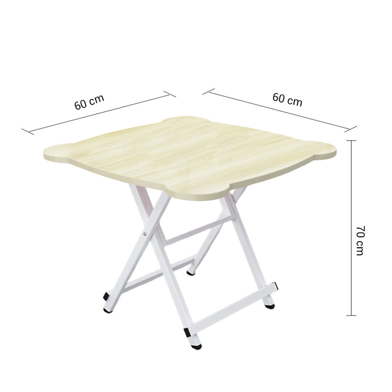 White Cat Ear Folding Table Mdf Iron Legs 60x60x70cm Portable Indoor Outdoor