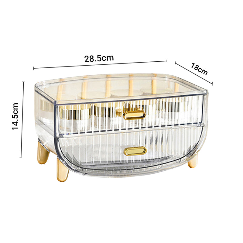 2X Transparent 2 Tier Countertop Makeup Skincare Holder Jewelry Cabinet Organizer
