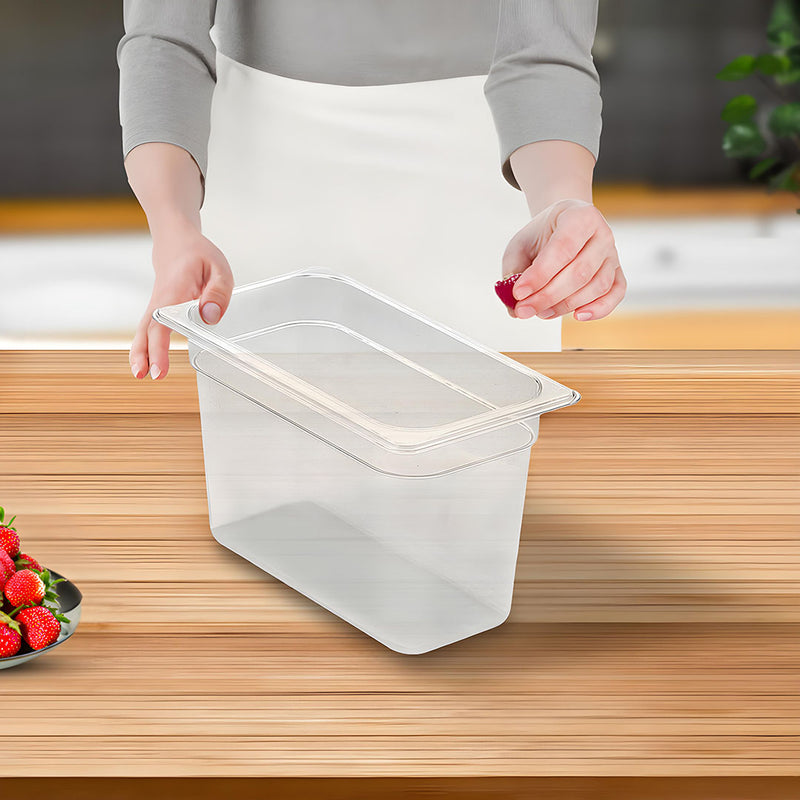Clear Polycarbonate GN Pan Set of 6 200mm Food Tray Storage Dishwasher Safe
