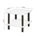 White Ceramic Side Table Stone Pattern 60cm Modern Design Black Metal Legs