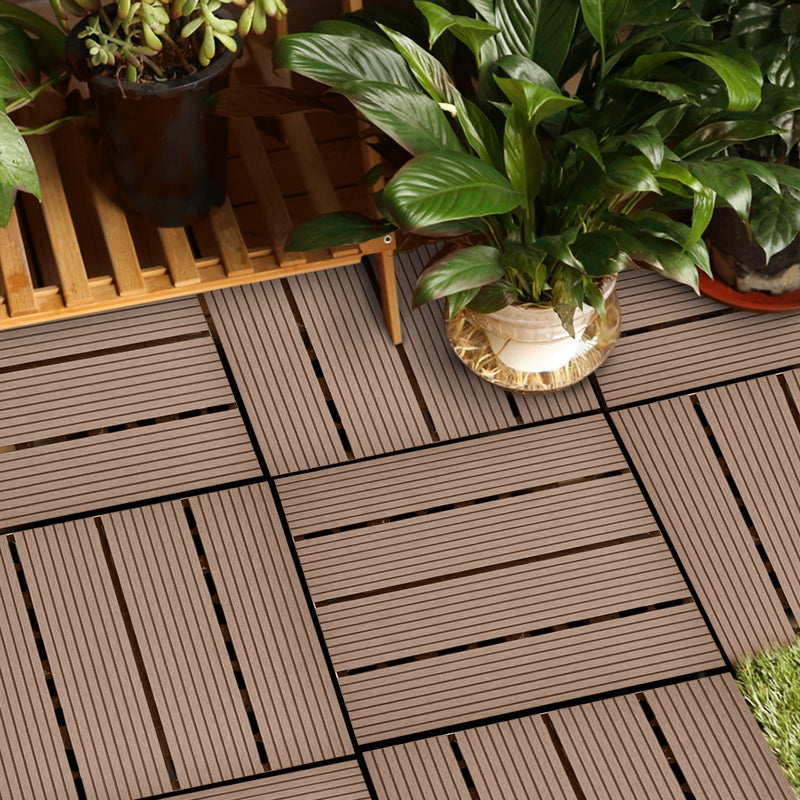 2X 11 Pcs Wood Plastic Composite Decking Tiles 30x30x2.2cm Light Chocolate