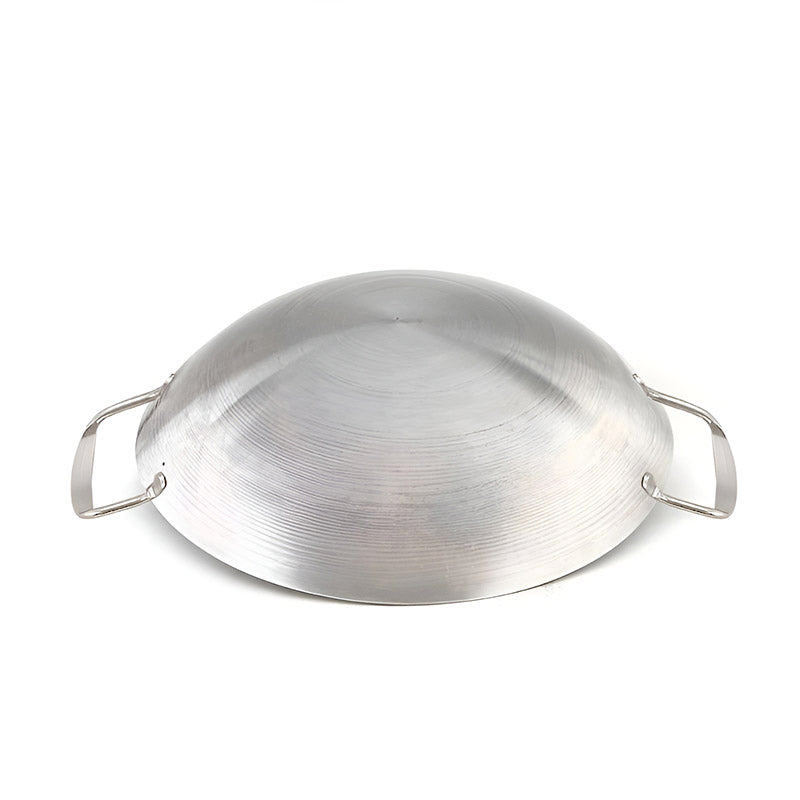 2X 42cm 18/10 Stainless Steel 3 Ply Wok Double Handle With Lid Induction