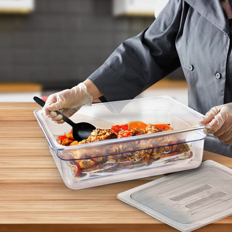150mm Clear Polycarbonate GN 1/2 Food Tray Pan With Lid 32.5x26.5x15cm