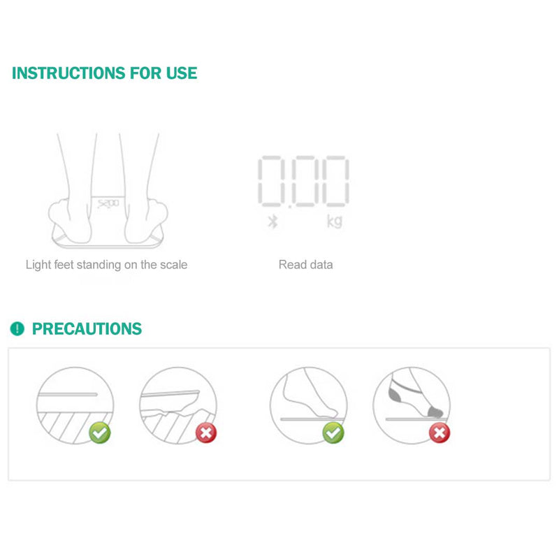 2X Glass Digital Body Fat Scale Lcd Bathroom 180kg Capacity White