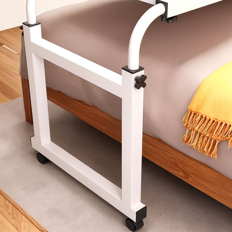 Wood Bed Desk Table 120x45cm Extendable 120 To 210cm Height 65 To 95cm Wheels