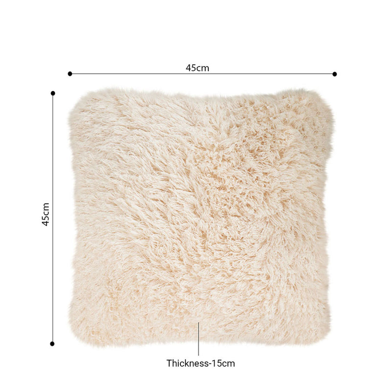 2X Plush Velvet Sofa Cushion 45X45X15CM Beige Polyester Cotton