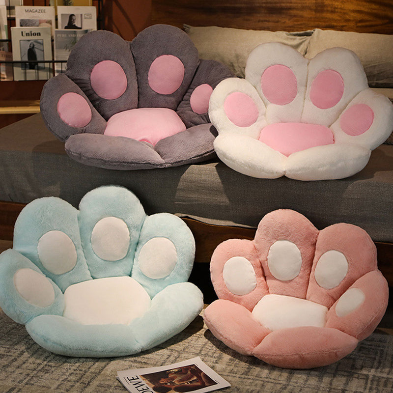 2X 70cm Mint Blue Paw Shape Plush Cushion Warm Sofa Pillow Backseat Mat Decor