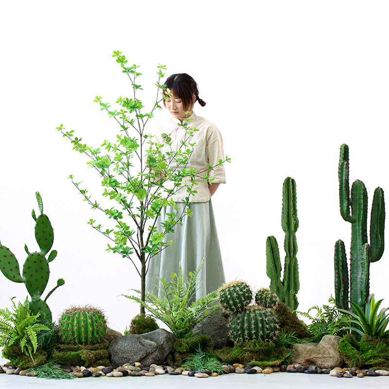Artificial Potted Cactus Tree Polyurethane 95cm Green Indoor Realistic 2 Heads
