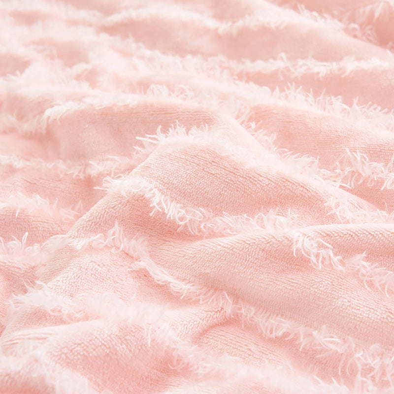 2X Double Sided Thick Flannel Polyester Throw Blanket 200x220cm Pink