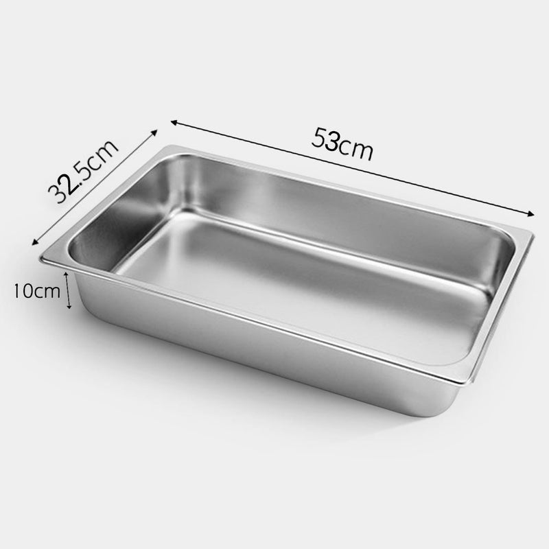 Gastronorm Full Size 1/1 GN Pan 10cm Deep Stainless Steel Stackable 53x32.5cm