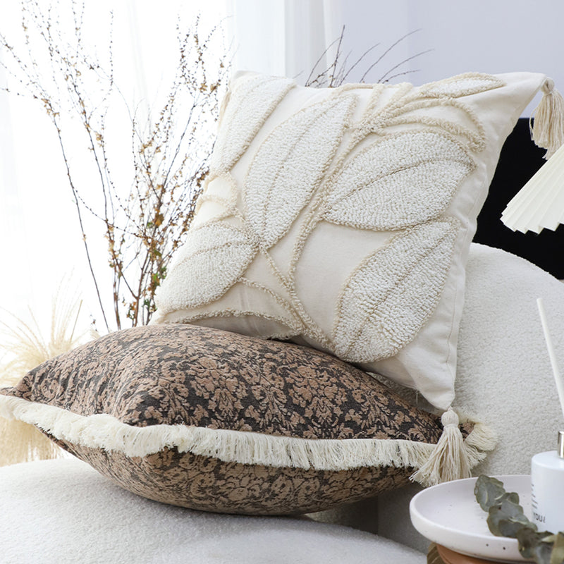 2X 45cm 15cm Thick Velvet Square Throw Pillow Cream Beige Polyester Cotton Plush