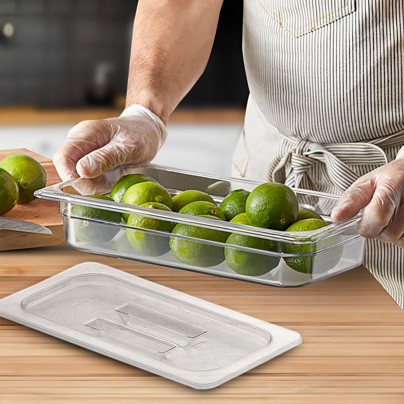 Clear Polycarbonate GN Pan 1/3 Food Tray With Lid 65mm For Hot And Cold Storage