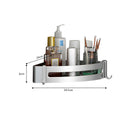Silver Aluminum Wall Mounted Bathroom Shelf Space Saving Adhesive Corner Rack