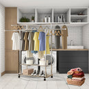 Stainless Steel Clothes Rack 200cm Floor-Standing With Wheels Portable Durable