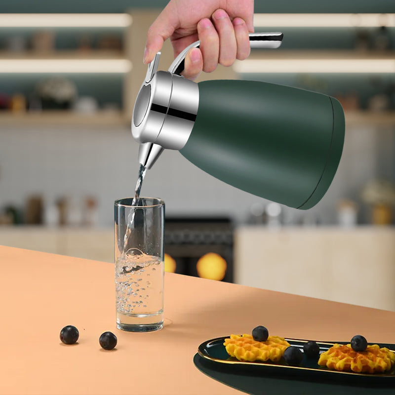 Insulated Vacuum Flask 2.2L 18/10 Stainless Steel Green Spill Proof Lid