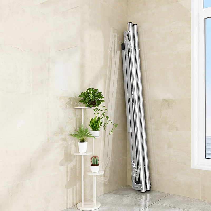 Portable Clothes Drying Rack 1.6m Foldable Stainless Steel Indoor Outdoor Silver