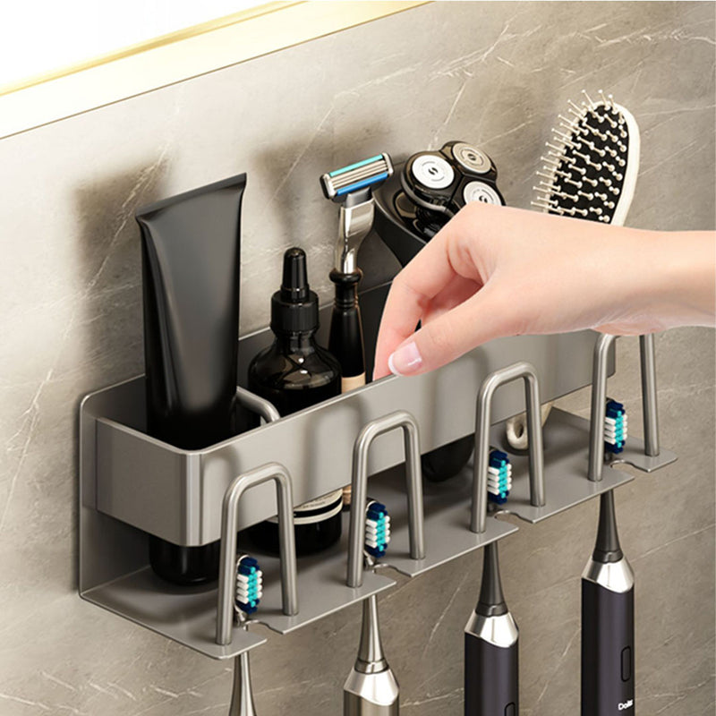 Bathroom Aluminum Wall Mounted Storage Rack 27cm Space Saving Adhesive Shelf