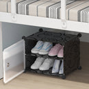 2 Tier Shoe Rack Organizer Large Capacity Stackable Black Portable Cabinet