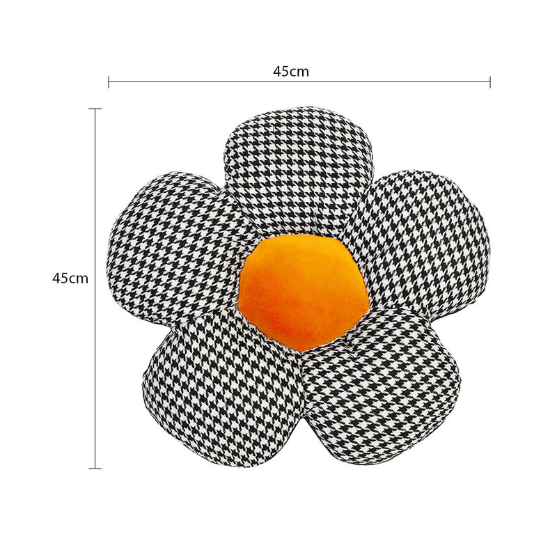2X Black Flower Shaped Floor Cushion 45cm Ergonomic Support Decorative Pillow