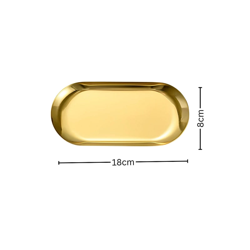 Oval Stainless Steel Plate Set 3 Pieces Small Medium Large Gold Nordic