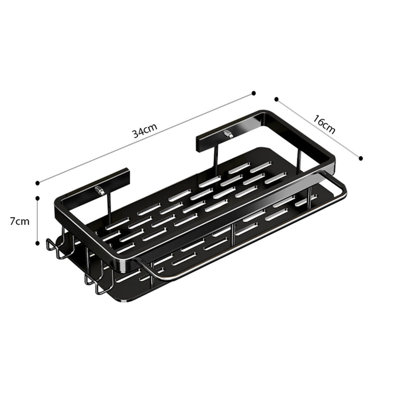 2X 34cm Aluminum Kitchen Sink Storage Rack Black Adhesive Space Saving