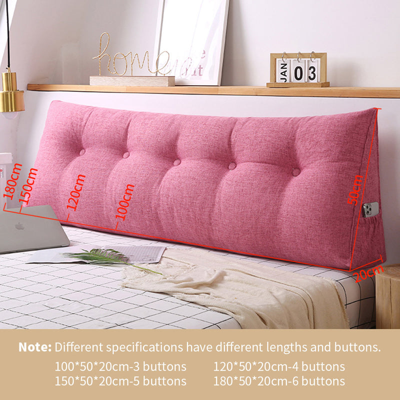 150cm Triangular Wedge Bed Headboard Pillow Polyester Polypropylene Filling Pink
