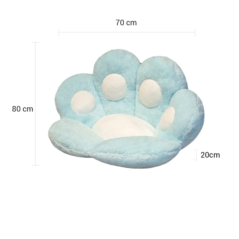 Paw Shape Plush Cushion PP Cotton 80x70x20cm Back Support Blue Sofa Pillow