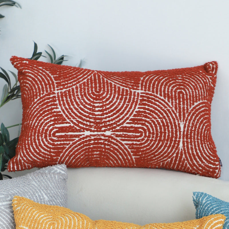 2X 35x55x18cm Throw Pillow Polyester Cotton Corded Burgundy Indoor Outdoor