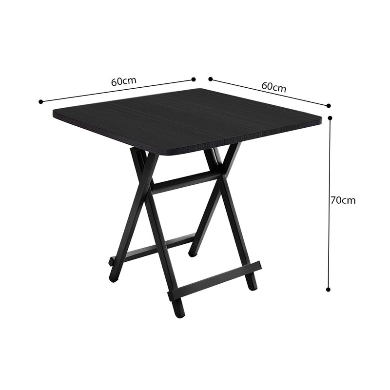 2X Black Folding Dining Table MDF 60x60cm Lightweight Space Saving Square