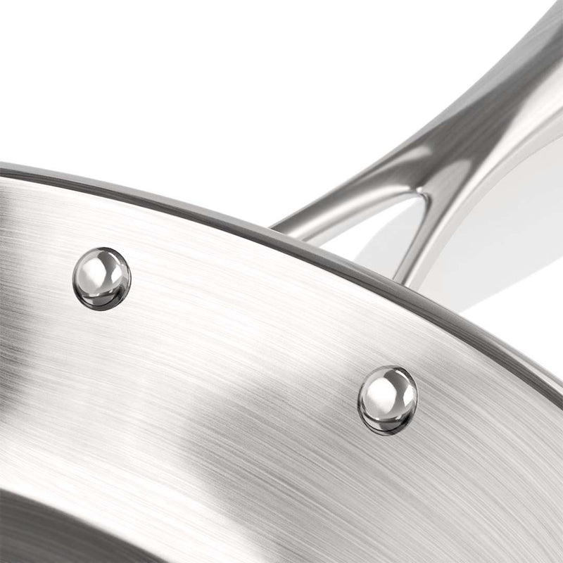 3X Stainless Steel Frypans 24Cm 28Cm 30Cm Induction Compatible Riveted Handles