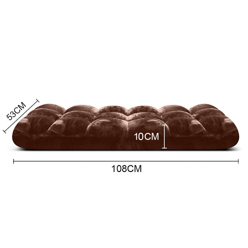 6 Position Folding Floor Recliner Cushion Memory Foam Plush 108x53x10cm Coffee