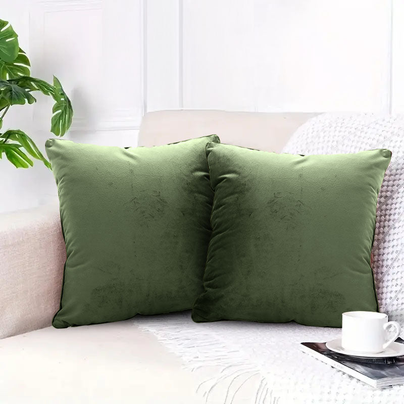 45cm Velvet Square Throw Pillow Subtle Green Plush 15cm Thick Polyester Cotton