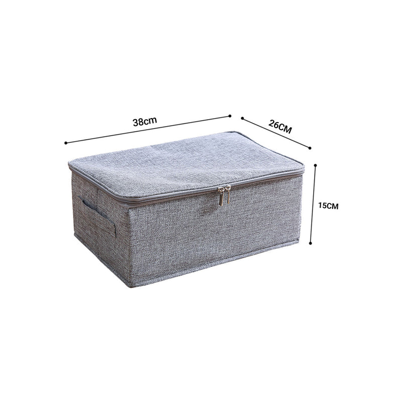 Small Fabric Foldable Moisture Proof Storage Box 38x26x15cm Double Zipper Grey
