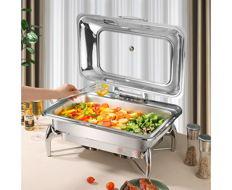 Stainless Steel Rectangular Chafing Dish 9L 58x45x21cm Buffet With Lid Silver
