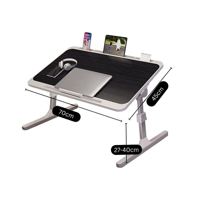 2X Adjustable Black Laptop Bed Table Portable Foldable Small 70X45cm
