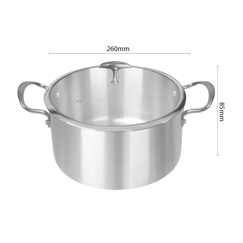 2X 26cm Tri Ply Stainless Steel Casserole With Lid Induction Ready