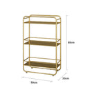 3 Tier Metal Bathroom Shelf 50x20x80cm Multifunctional Storage Rack Gold