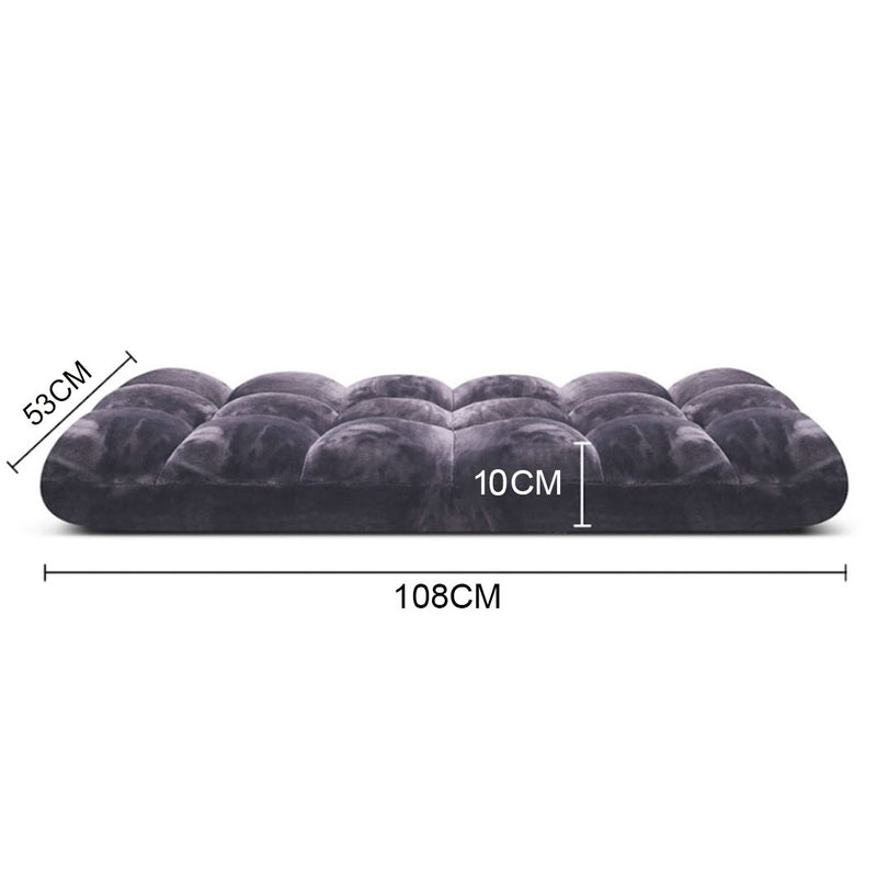 4X Folding Floor Recliner Cushions Memory Foam Plush 108x53x10cm Grey