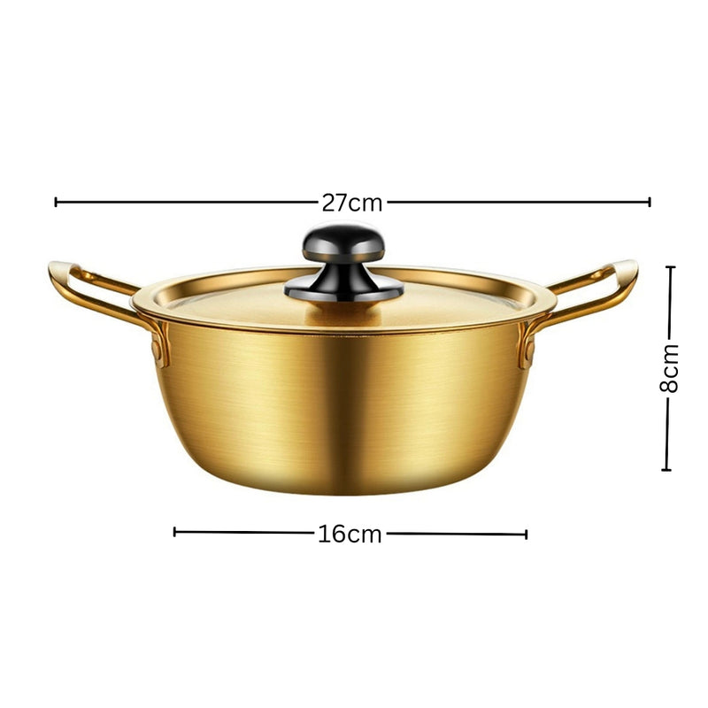 Ramen Pot 16cm Stainless Steel With Lid Induction Compatible Yellow