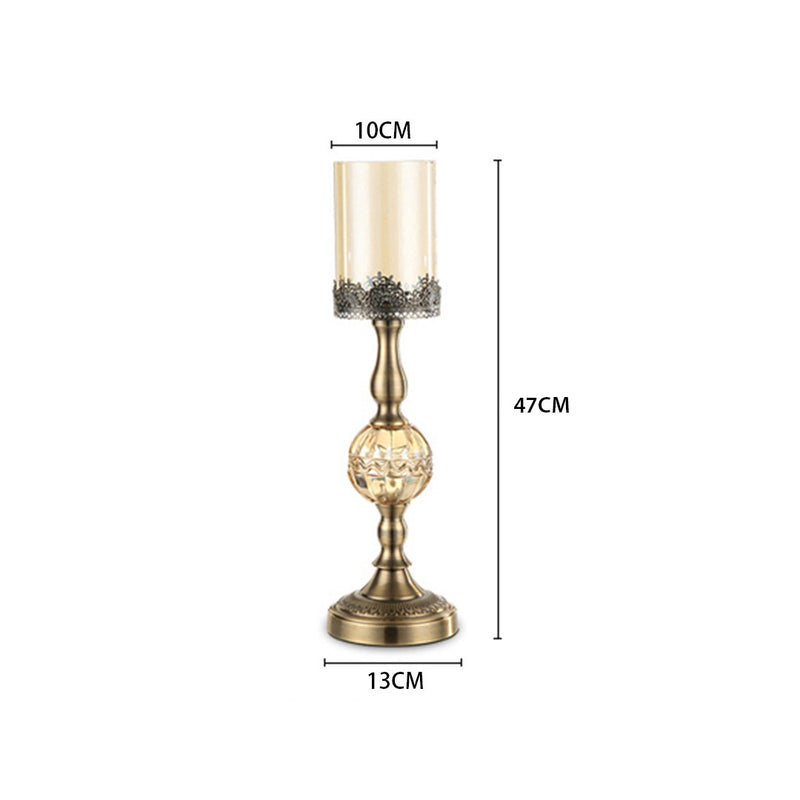 1X Glass And Metal Candle Holder 47cm Tall 13cm Width Wedding Centerpiece