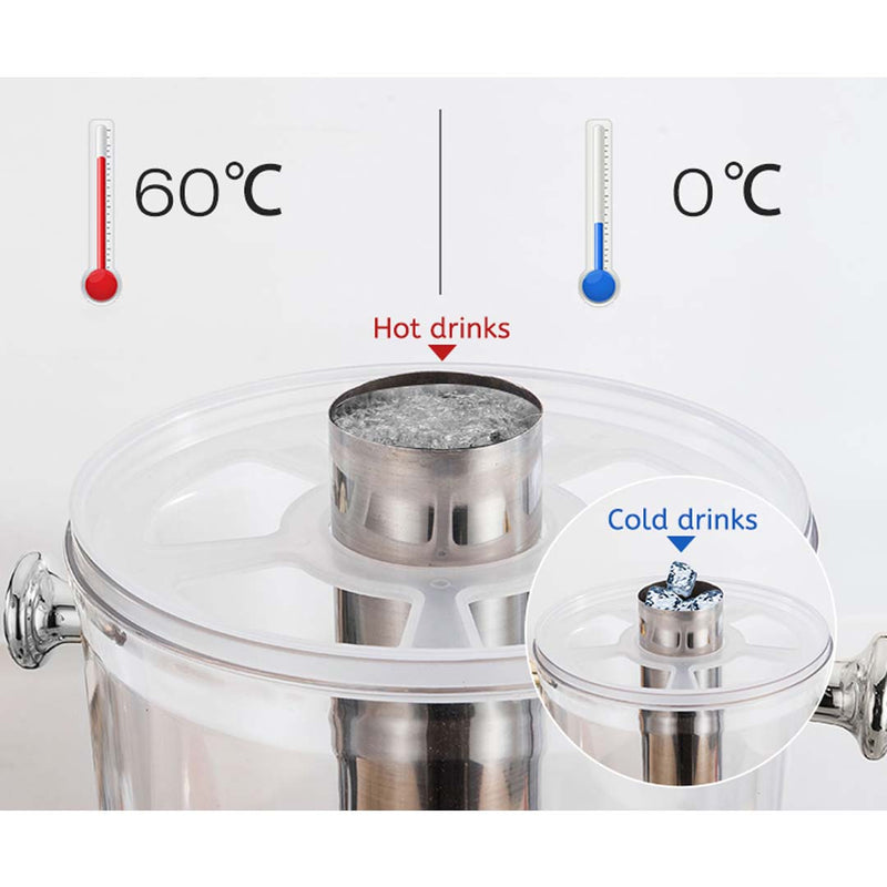 Dual 8L Stainless Steel Beverage Dispenser With Ice Tube Removable Drip Tray