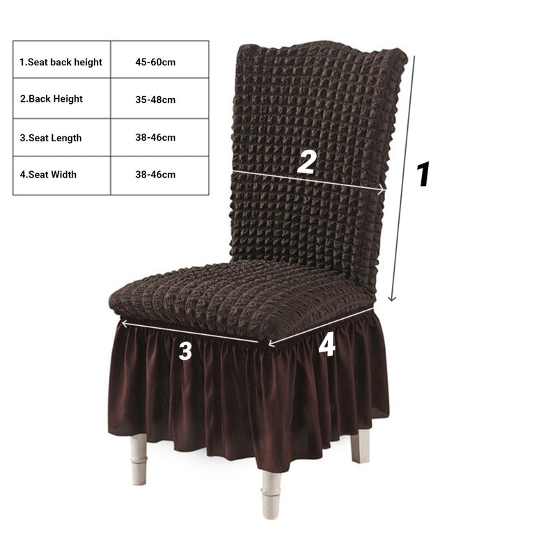 Chair Cover Stretch Polyester Seat Protector Ruffle Skirt Coffee