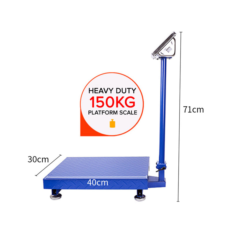 2X 150kg Digital Platform Scale Blue 20g Increments LCD Display Stainless Steel