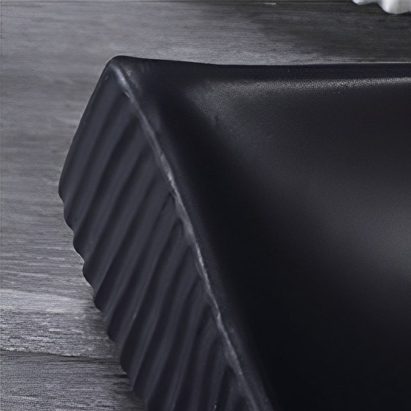 Boat Shaped Ceramic Serving Plate 37x18x12.5cm Black Handmade